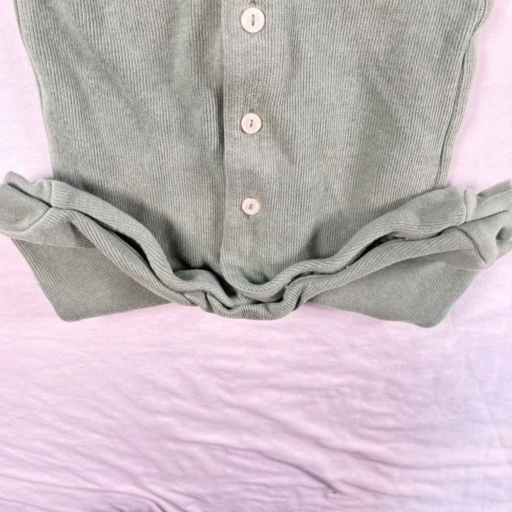 Ralph Lauren Ribbed Knit Coverall‎ Baby 6M Green Excellent Shawl Collar Romper